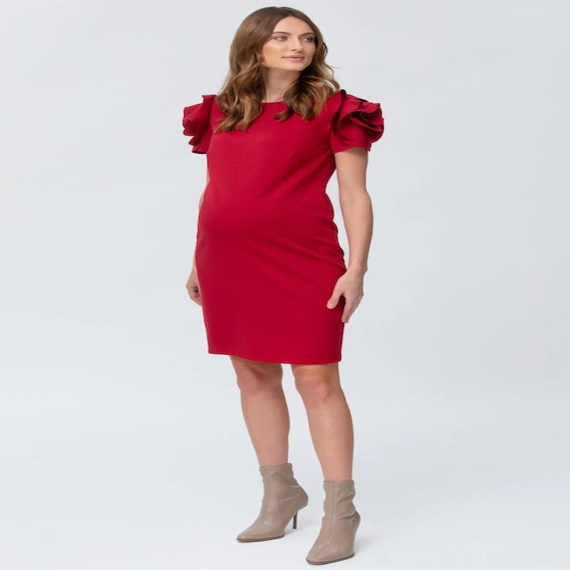 Made in Italy CAPRI Maternity Dress in Milano Stitch Strawberry